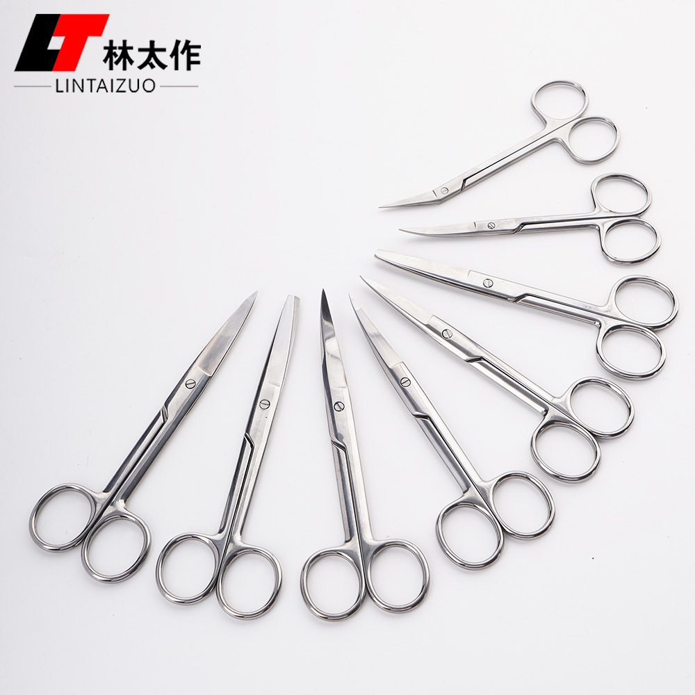 Stainless steel scissors: 14/16/18/20 large bend, animal husbandry teaching, surgical gauze scissors, thread removal scissors, non-medical full figure