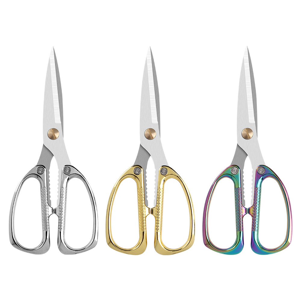 Lin Tai's stainless steel household scissors are powerful, sharp, and in titanium color. They are suitable for cutting chicken bones, fish, shrimp, and crabs, as well as street stall scissors Item Picture