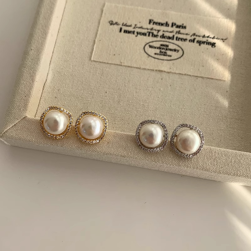 Xuhui brand exquisite and light luxury copper plated with real gold, zirconia 925 silver needle square pearl, fashionable and elegant stud earrings, earrings and pendants Specification drawing