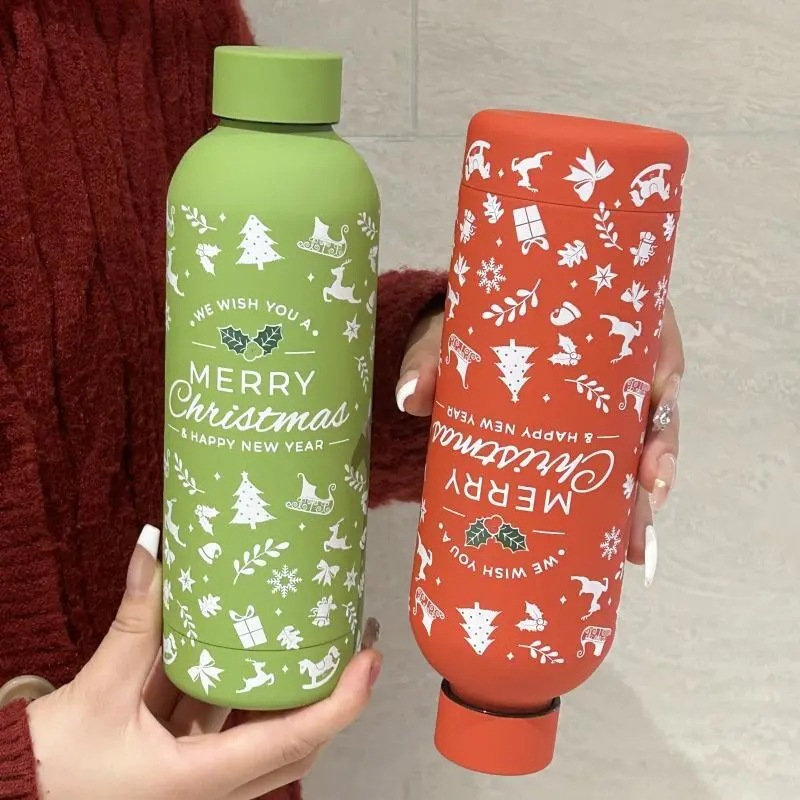 New Christmas stainless steel insulated cup, portable Christmas-patterned water cup, male and female student Christmas cup details Picture