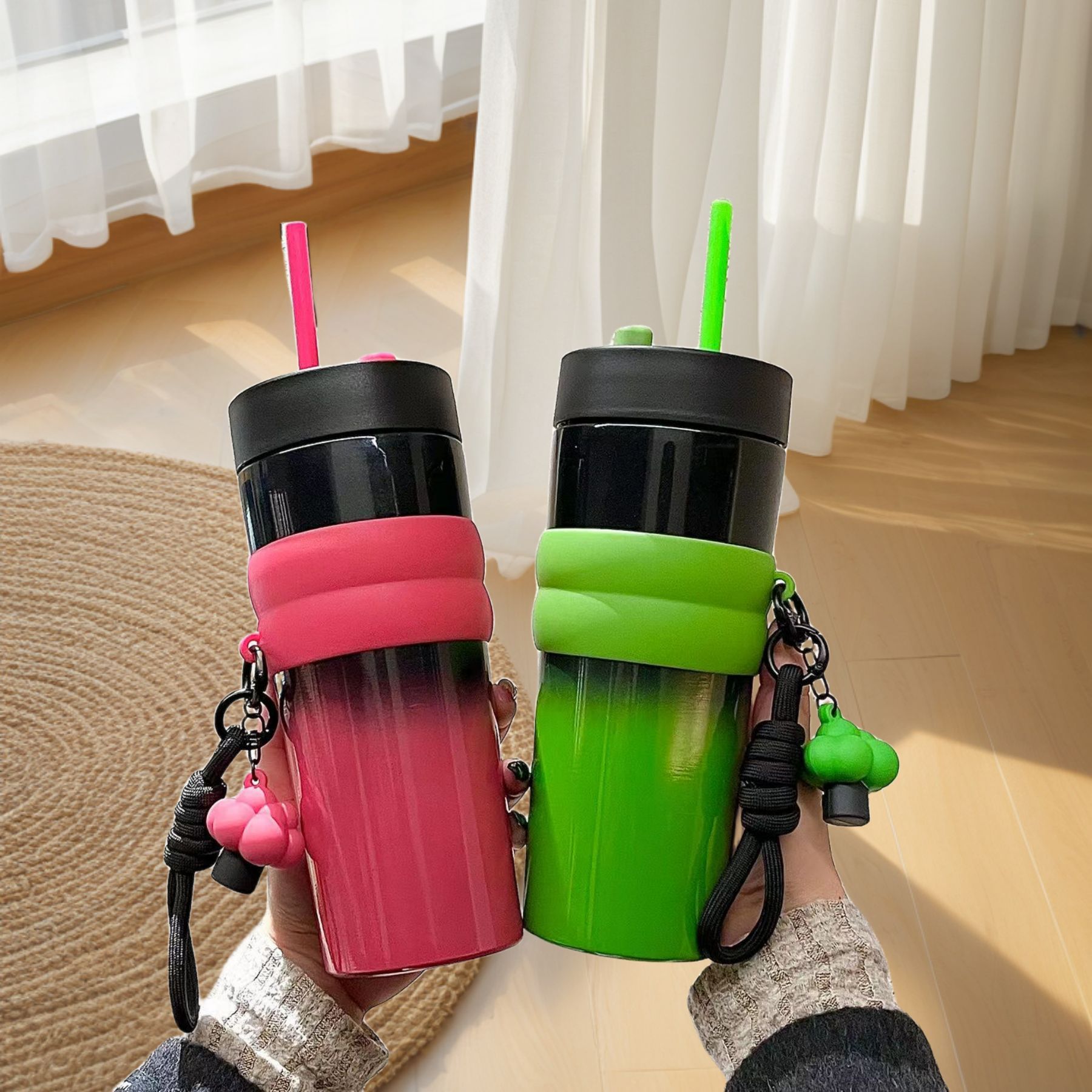 Cross-border insulated cup, 316 stainless steel car cup, large-capacity coffee cup, new ice cup with straw, water cup full figure