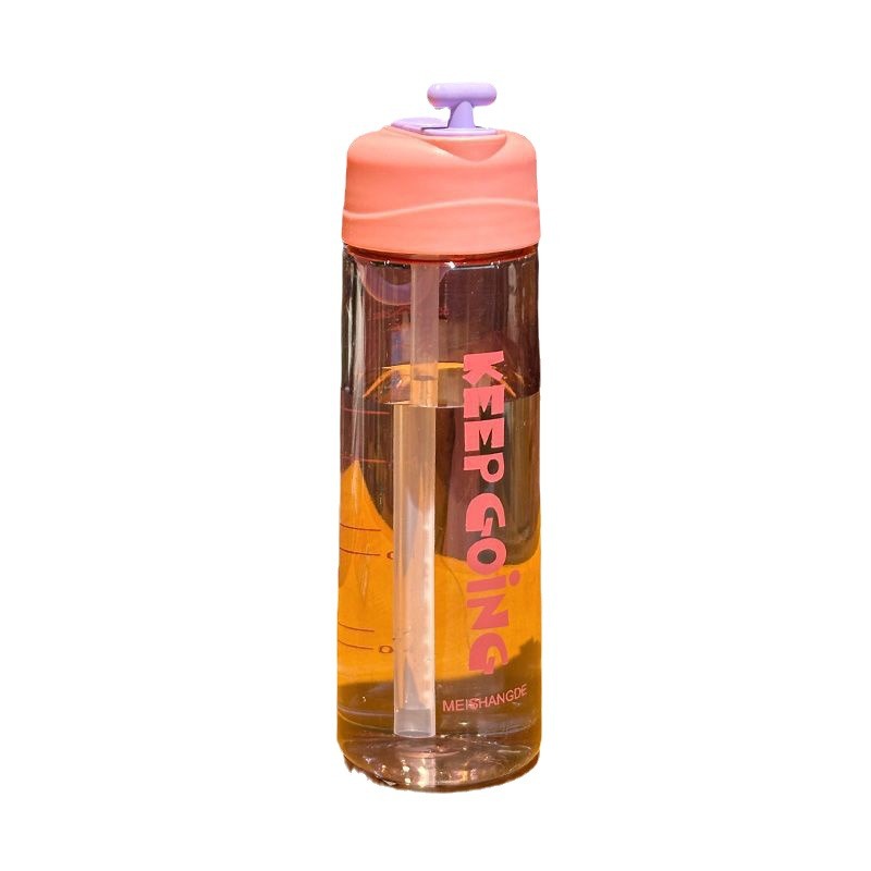 Summer new high appearance level with straw, portable plastic children's water cups for boys and girls, heat-resistant for primary school students Item Picture