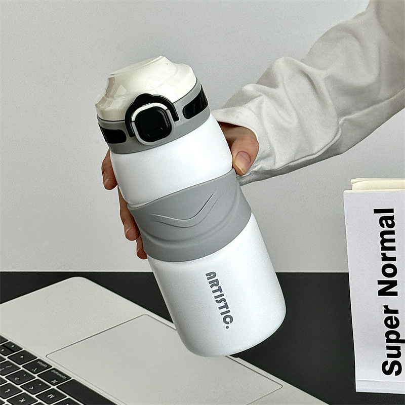 New bouncing double-drinking stainless steel insulated cup, high appearance level dopamine sports water cup, student couple straw cup Specification drawing