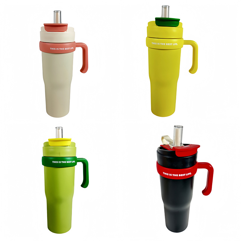 New cross-border handle car cup, 304 stainless steel insulated cup, outdoor car portable double-layer vacuum ice cup Item Picture