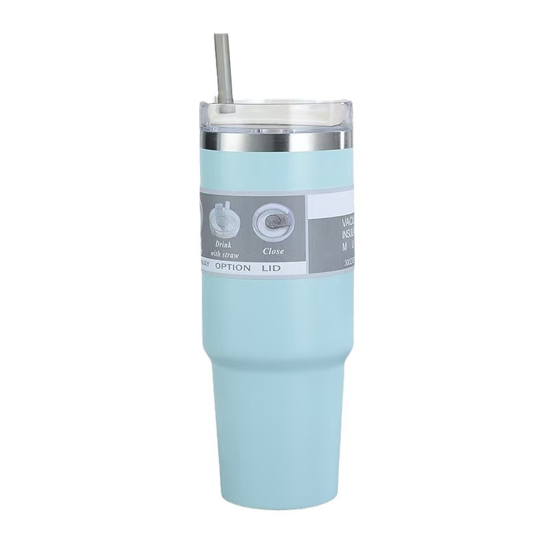 Cross-border 30oz car cup, large-capacity ice cup, 304 stainless steel insulated and chilled cup, coffee cup with straw Item Picture