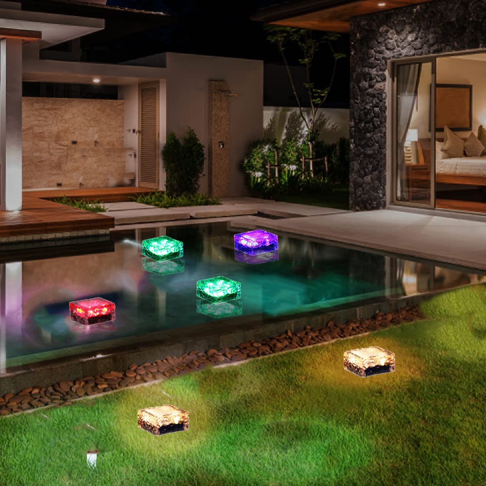 Solar LED ice brick lights, imitation glass outdoor courtyard floor tile lights, garden landscape decorative buried lights, camping lights details Picture