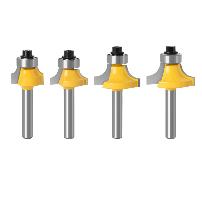 Cross-border woodworking milling cutter, fillet cutter, 4PC 1/4 handle, 6.35mm alloy fillet cutter, milling machine, milling cutter, slotting cutter Item Picture
