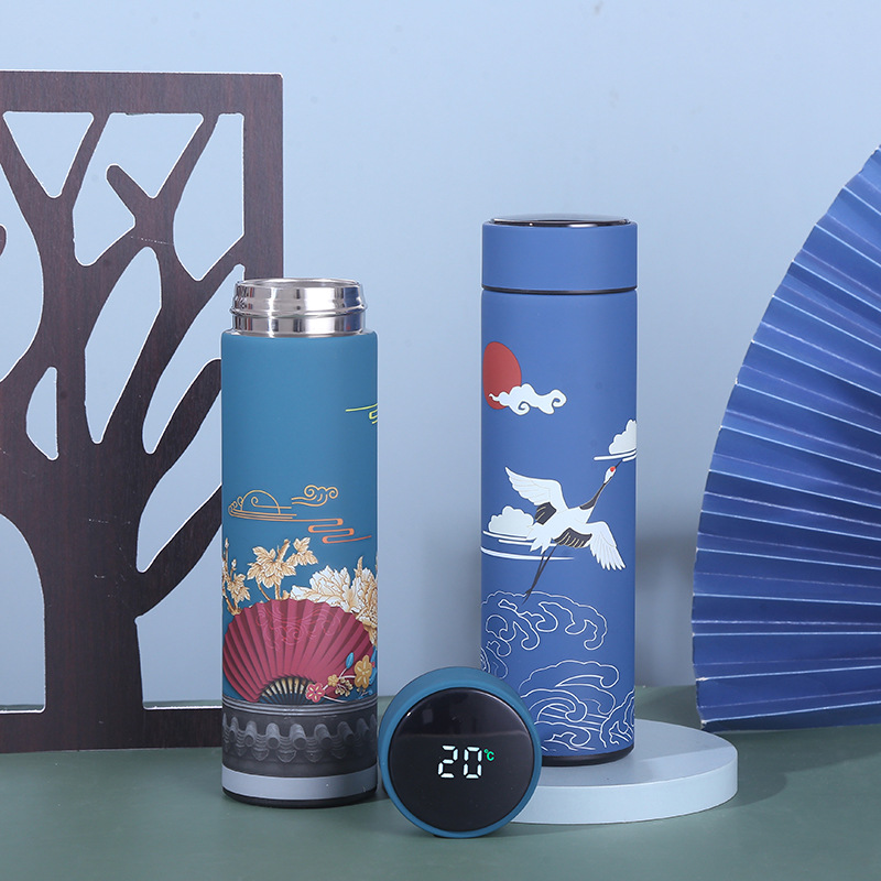 National Trend 304 stainless steel smart insulated cup set, company annual meeting tea and water separation straight cup gift box, gift cup details Picture