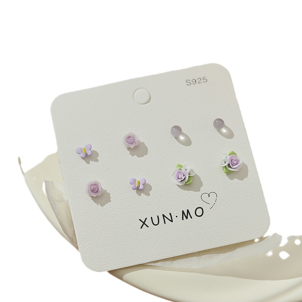 Summer simple little flower super fairy butterfly silver needle stud earrings, versatile and small daily earrings for women, cute student earrings Item Picture