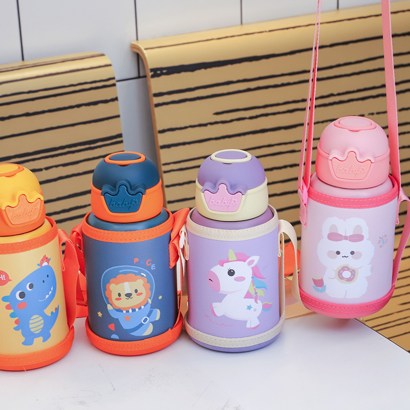 Children's kettle, insulated cup, antler cup, star straw cup, smart cartoon double-lid cup, cup sleeve, stainless steel back full figure