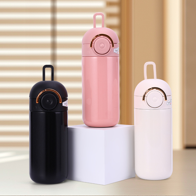 Portable hand-held insulated cup, high appearance level, small and simple 304 stainless steel water cup for ladies, gift customization, bouncing cup full figure
