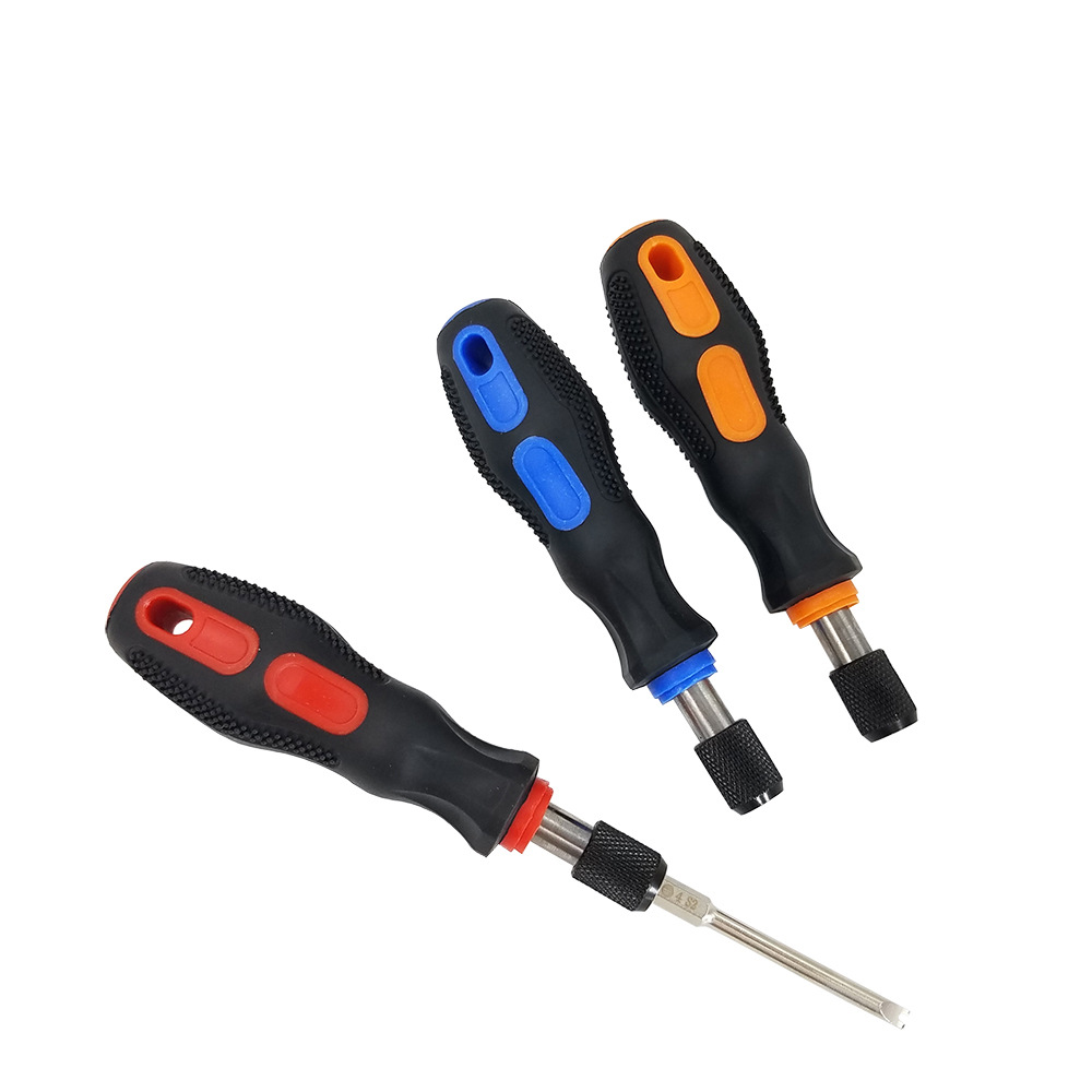 A 1/4-inch (6.35mm) manual screwdriver holder with a magnetic PP+TPR handle full figure