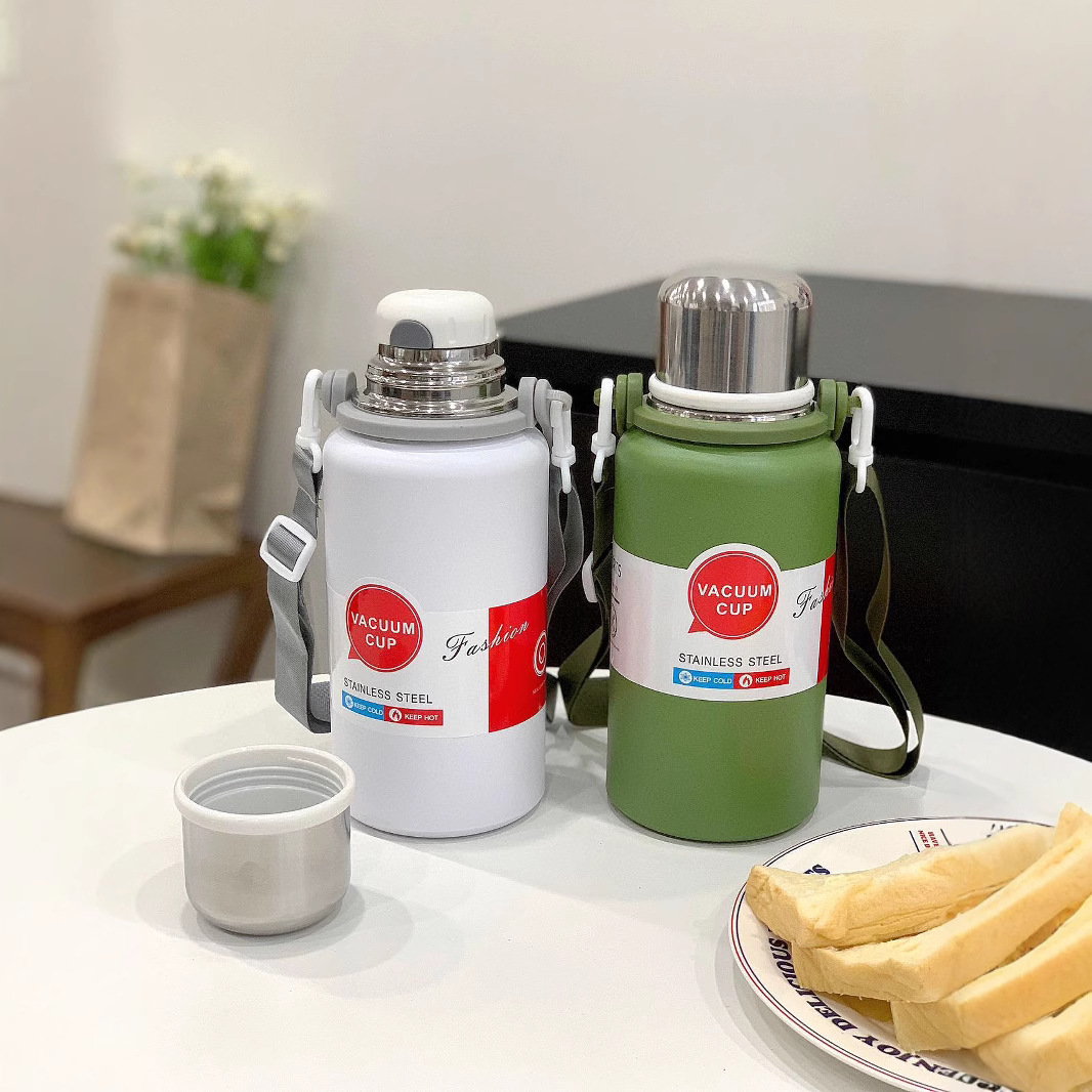 Simple and large-capacity 316 stainless steel hand-held diamond pot, double-layer vacuum insulated cup, outdoor portable mountaineering pot details Picture