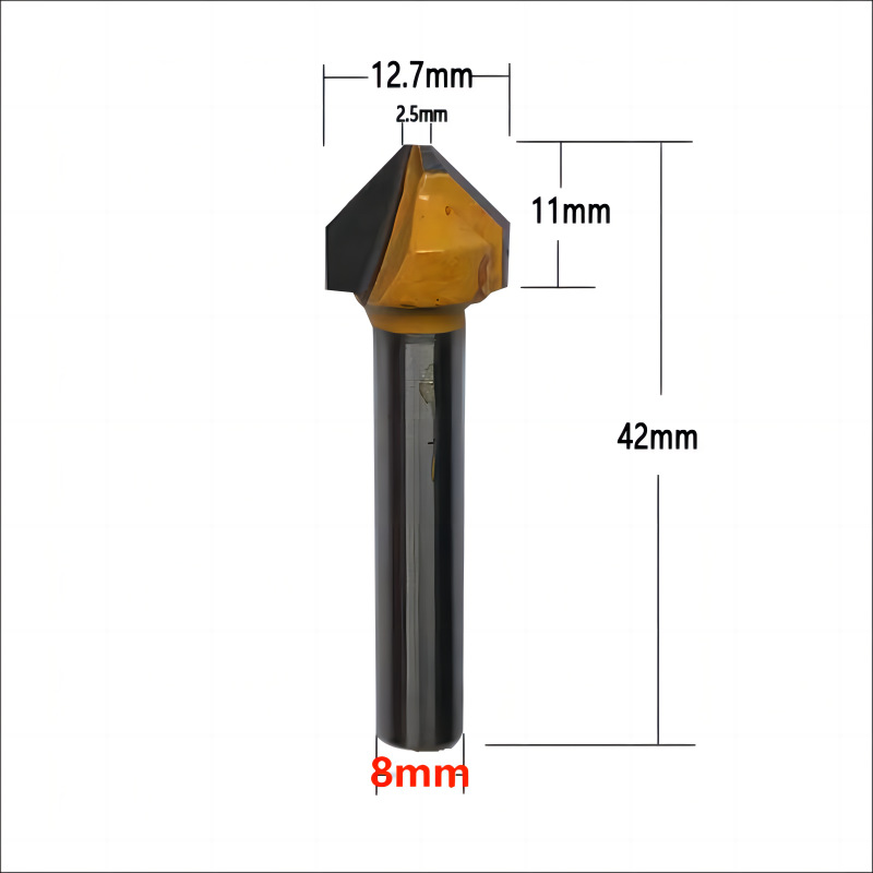 Export 6MM handle flat head 90-degree V-shaped knife, 6*1/2*2.5MM, outer diameter 12.7MM, yellow Application Scenario