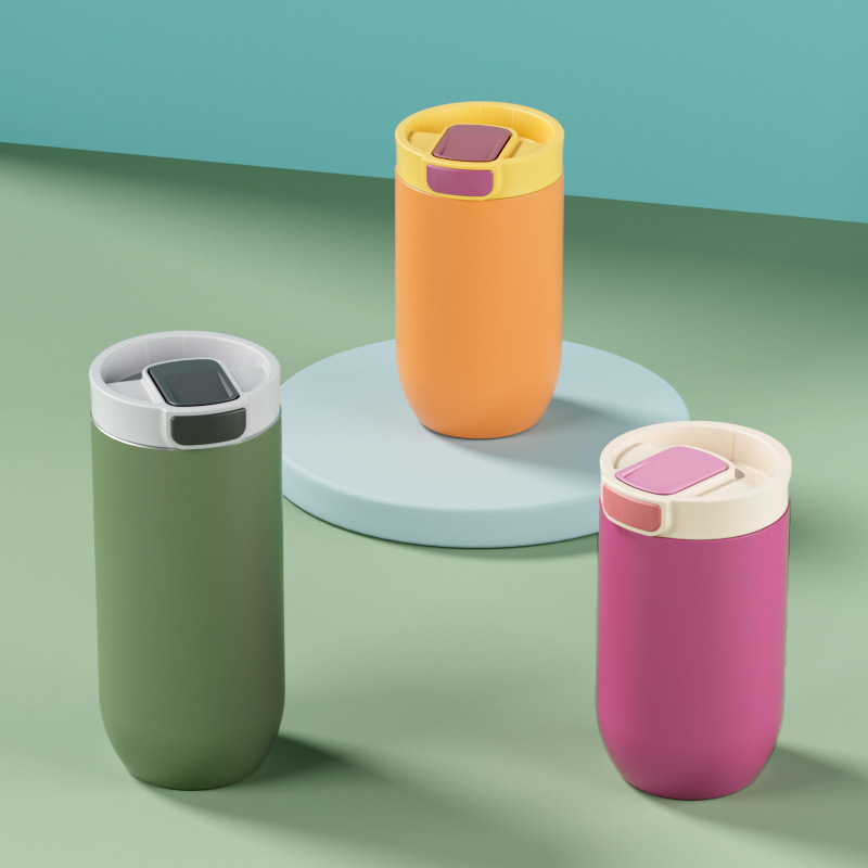 New cross-border best-selling private mold products: one-handed operation button coffee cup, 304 stainless steel water cup, unique mold Specification drawing