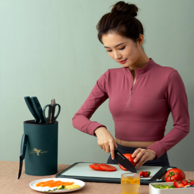 Stainless steel knife holder, kitchen knife rack, kitchen knife storage rack, plastic kitchen tools can be inserted freely, universal knife holder full figure