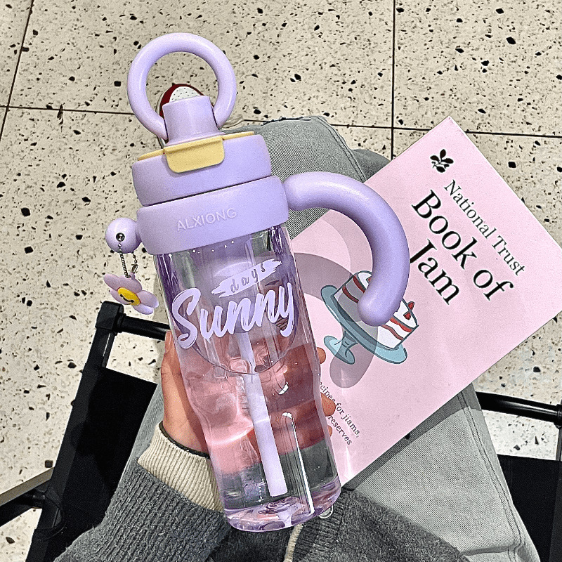New Model 2025 Ladies' high appearance level portable straw Cup Students' large capacity simple travel double-drinking ring water cup details Picture