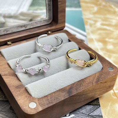Heart-shaped cat's eye stone sweet and cool open ring for women's niche design index finger ring 2024 New bestseller Best Friend ring thumbnail