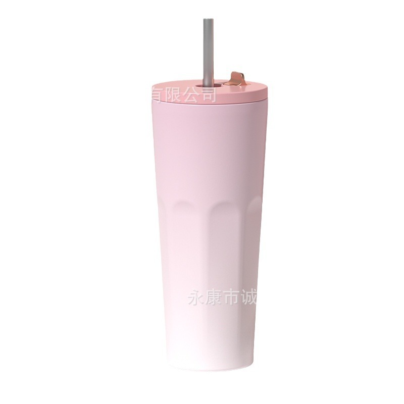 New 750ml stainless steel bouncing straw cup, portable cross-border logo printable car insulated cup Item Picture