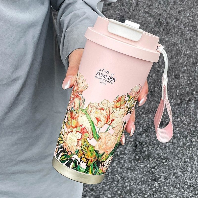 316 straw insulated cup, high appearance level, niche girls' straw water cup, portable and portable coffee cup with handle details Picture