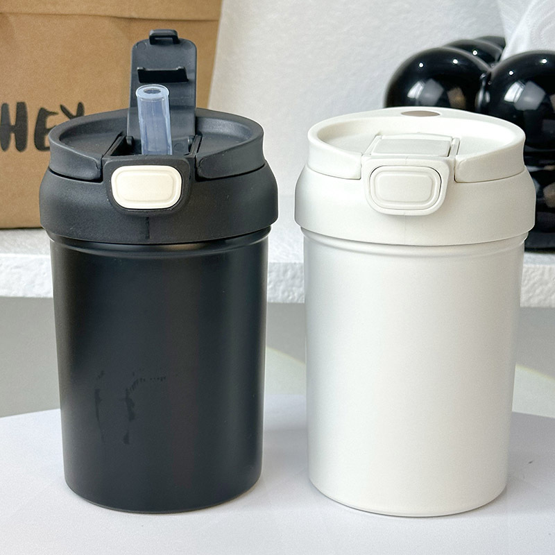 Cute large-capacity insulated cup, new pop-up lid straw water cup, household and student portable solid-color cup, cold preservation cup Specification drawing