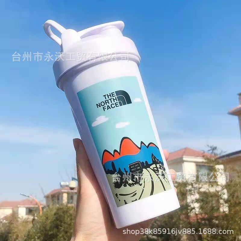 In-stock printed protein powder milkshake cups, sports and fitness plastic cups for men and women, stirring balls, graduated shaker cups, single-layer details Picture