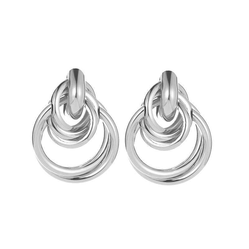 New European and American fashion exaggerated circle stud earrings, punk style geometric earrings, cross-border supply of metal earrings wholesale Item Picture