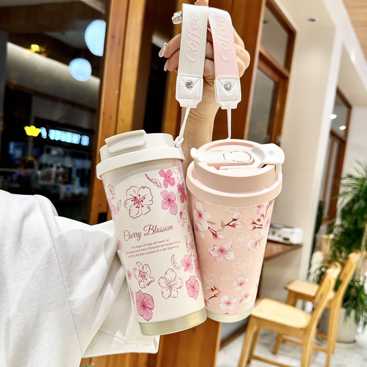 Summer Garden White Rose Insulated Cup, Double-drinking Coffee Cup, Stainless steel Straw Cup, Practical insulated cup for girls as a gift Application Scenario