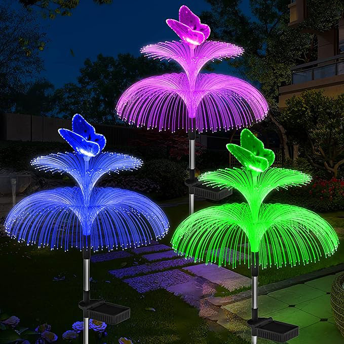 Solar five-layer jellyfish light, optical fiber single-layer jellyfish, garden lawn light, courtyard light, landscape light, decorative light Application Scenario