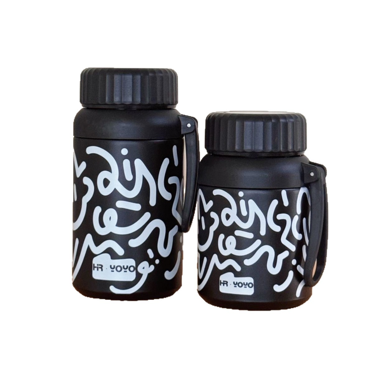 Graffiti creative rope insulated cup, large-capacity stainless steel portable cup for going out, high appearance level student insulated water cup Item Picture
