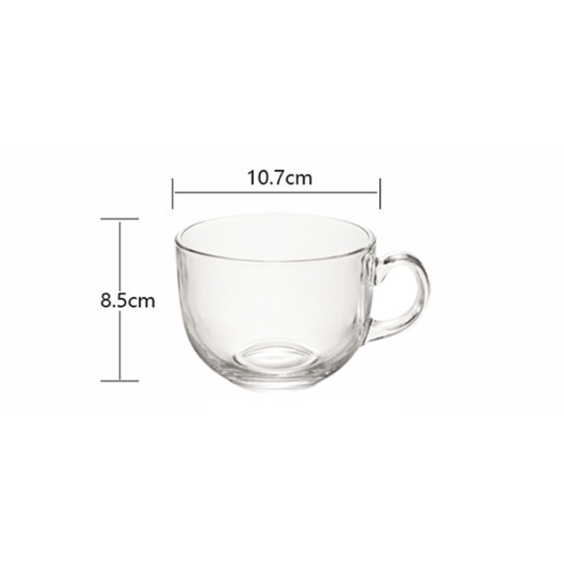 Large-capacity transparent glass mugs, oat cups, Japanese covered spoons, breakfast cups, milk and cereal bowls, for household use Item Picture