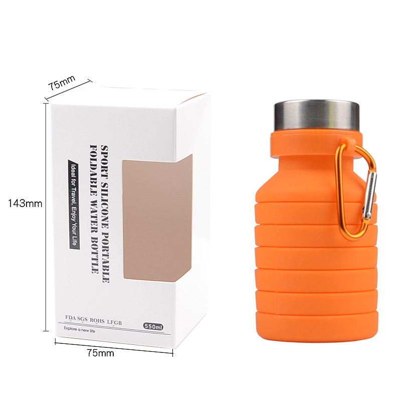 Cross-border exclusive portable silicone folding sports water bottle, large capacity 550ml telescopic cup, children's water cup manufacturer now available Item Picture