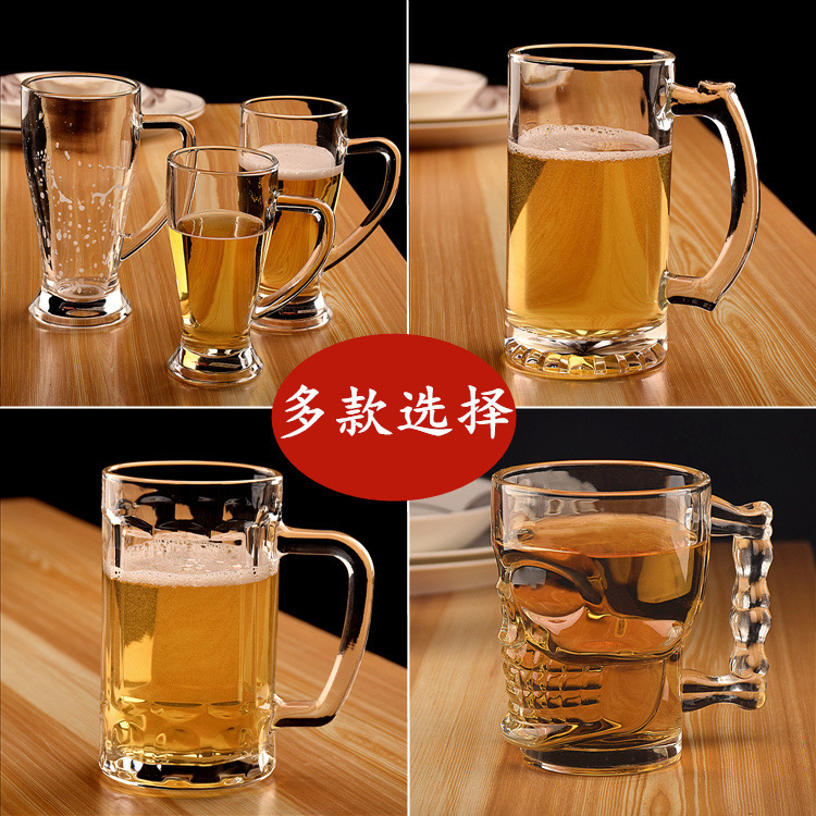 Glass beer mugs, handle cups, water cups, tea cups, skull beer mugs, handle beer mugs, foreign wine glasses, whisky full figure