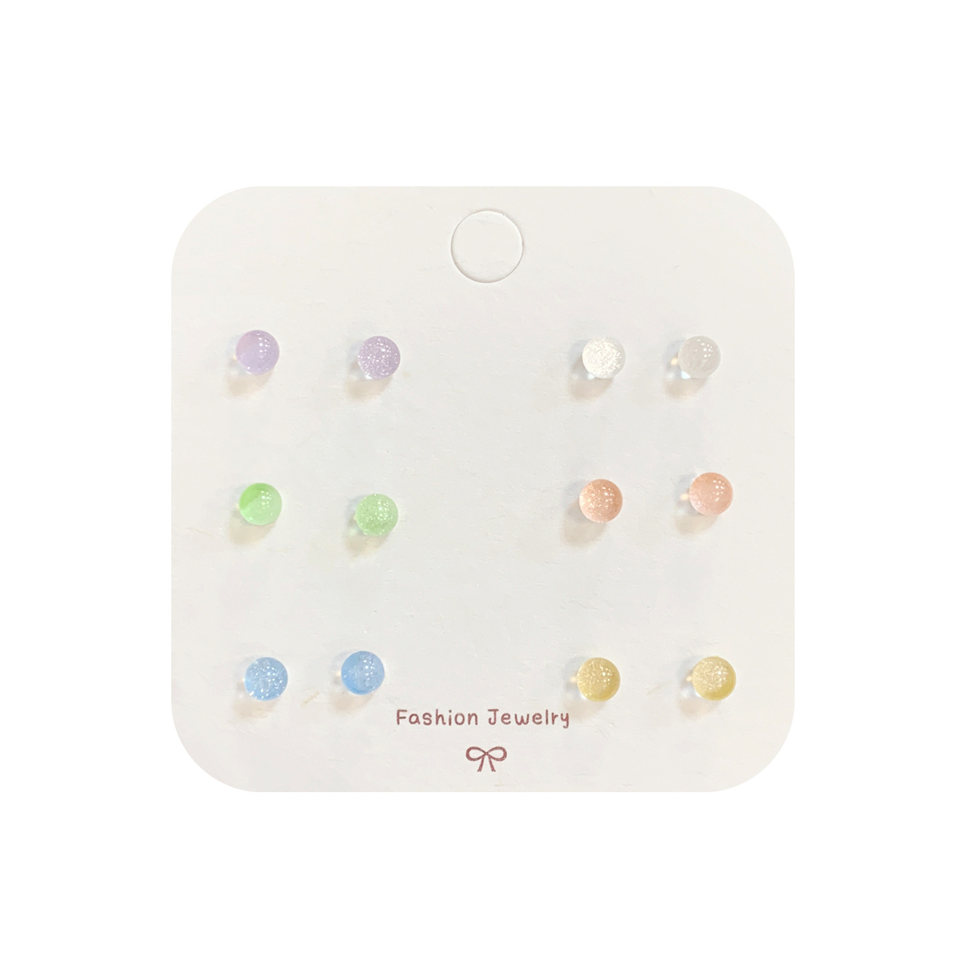 Best-selling, fresh and delicate geometric bean ear stud silver needle set, clear and transparent forest-themed heart-shaped butterfly student earrings Item Picture