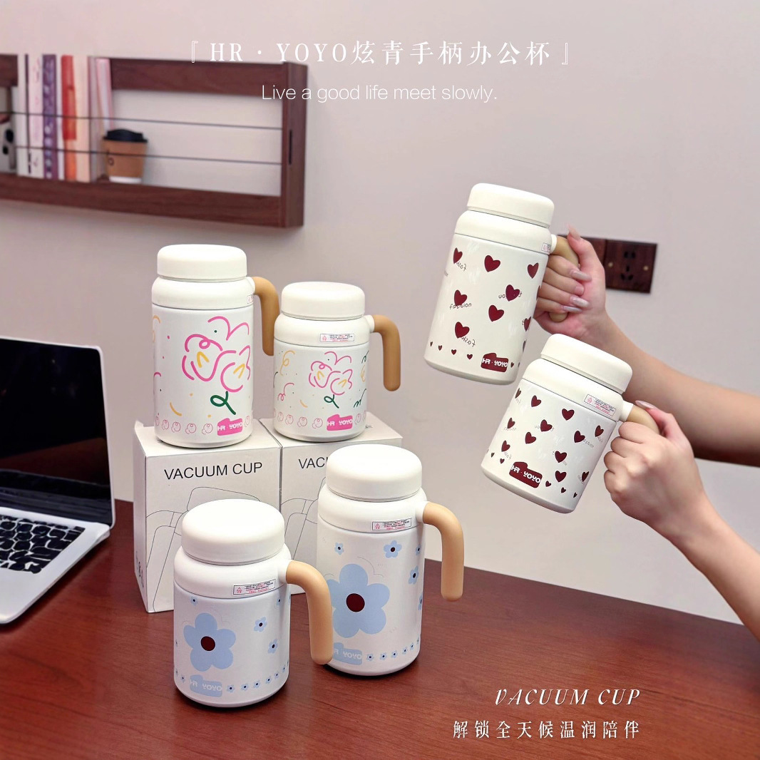 Cartoon cute, high appearance level, large-capacity new insulated cup, stainless steel outdoor sports portable coffee water cup with a lifting rope details Picture
