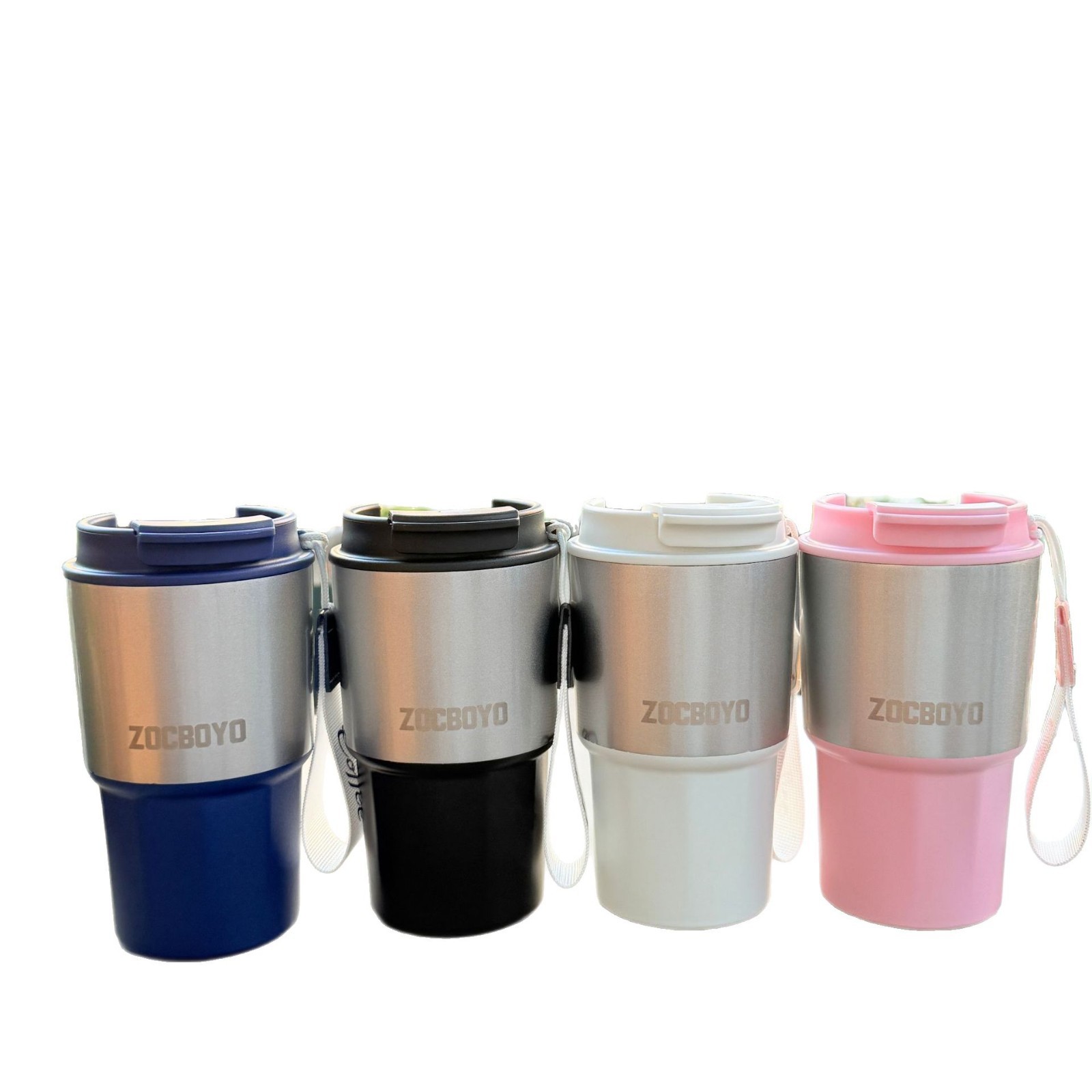 ZOCBOYO Cross-border temperature-displayed coffee cup, stainless steel smart digital display insulated cup, portable water cup with handle Item Picture