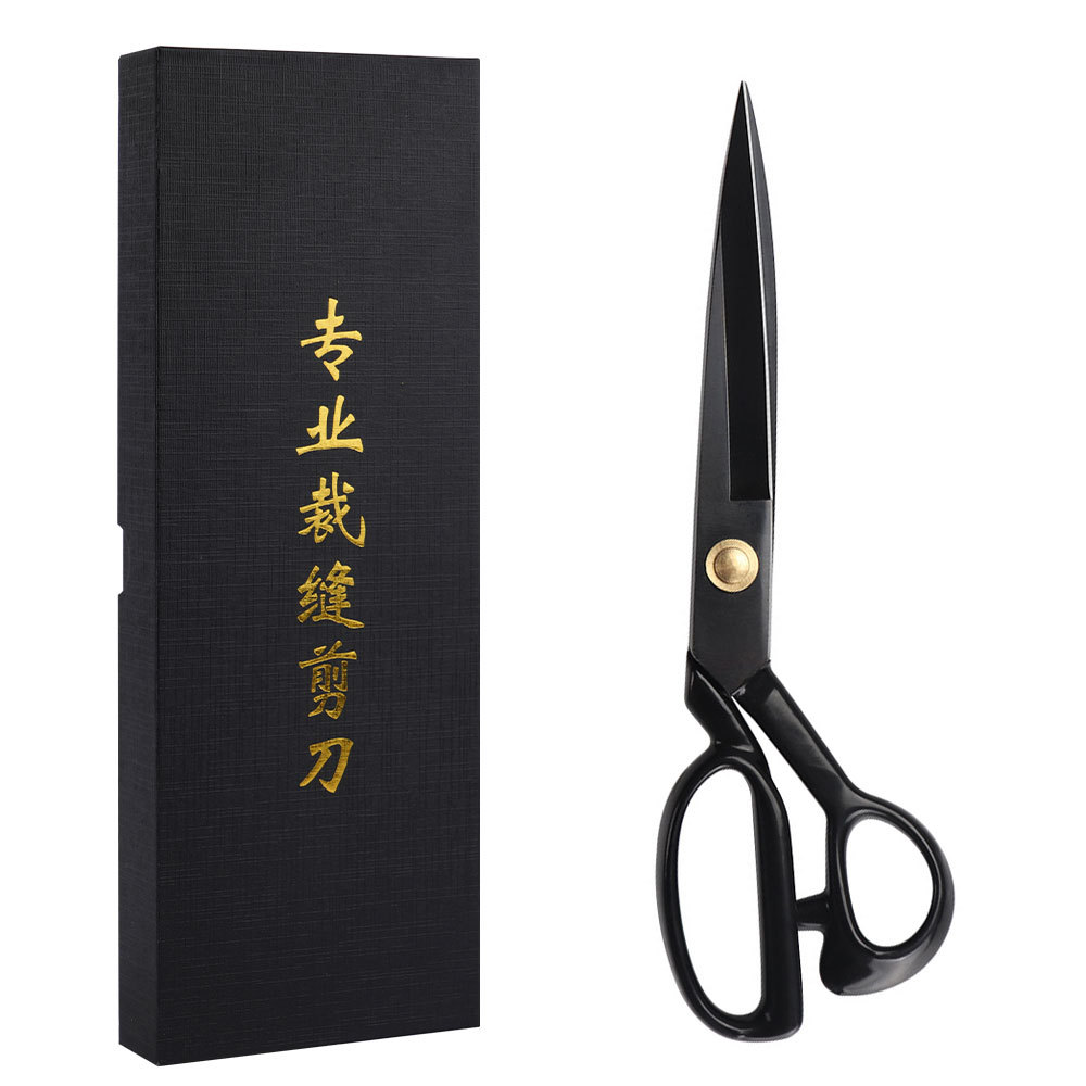 Lin Tai, a tailor, cuts manganese steel, plastic-coated black-edge clothing, leather, hand-cut fabric, and large, thickened sewing scissors Item Picture