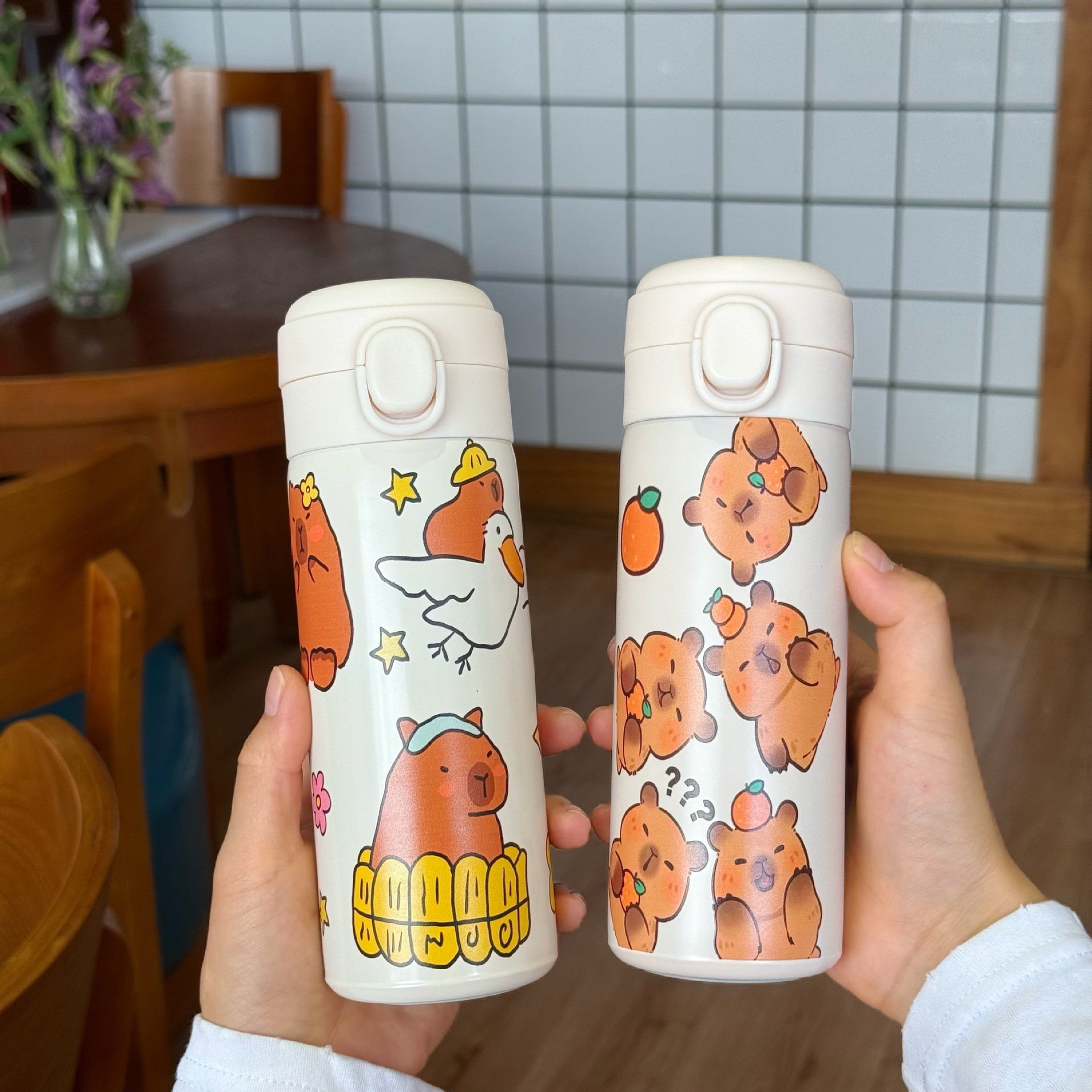 New 304 stainless steel Capibara high appearance level insulated cup, student cartoon water cup, portable direct drinking water cup details Picture