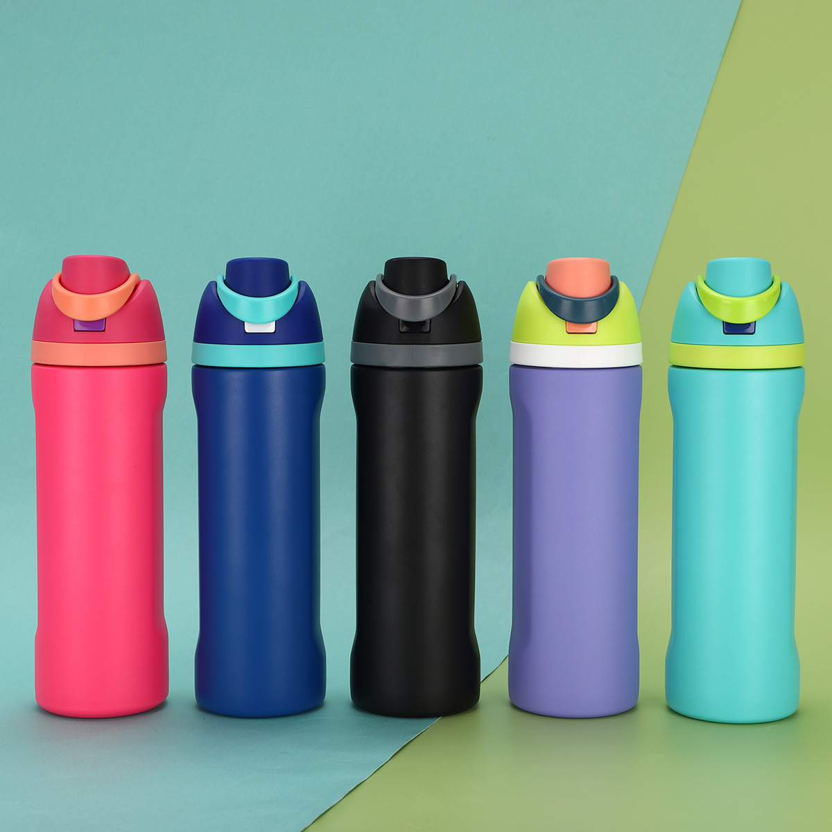 Customized straw fruit cup, outdoor portable sports water bottle, 304 stainless steel double drinking spring insulated cup Specification drawing