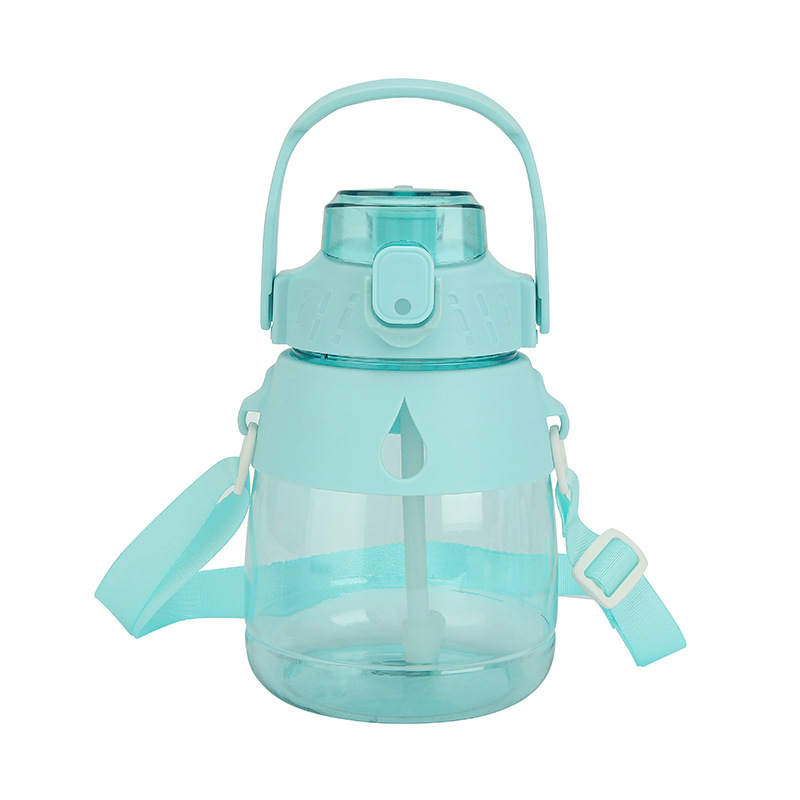 Wholesale of Fuxing high-appearure-level large-belted plastic space cups with handles, cute children's straw cups, and large-capacity water cups Item Picture