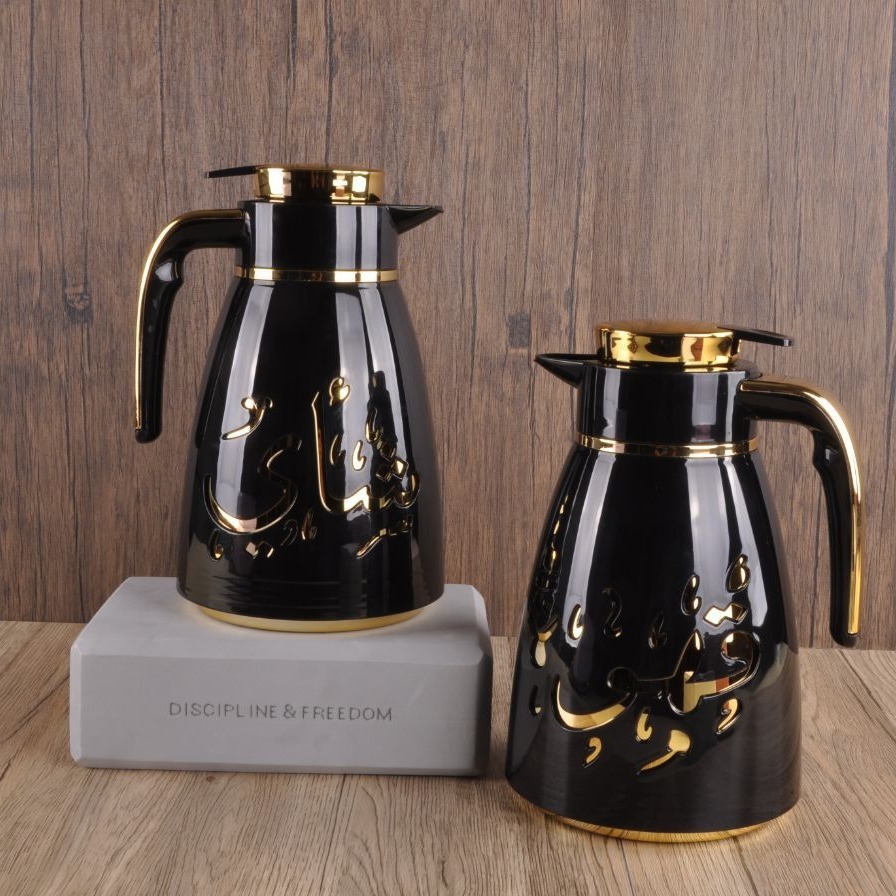 Cross-border best-selling high-appearation-level insulated pot, light luxury Middle Eastern style 1.0L large-capacity office and household glass coffee pot Specification drawing