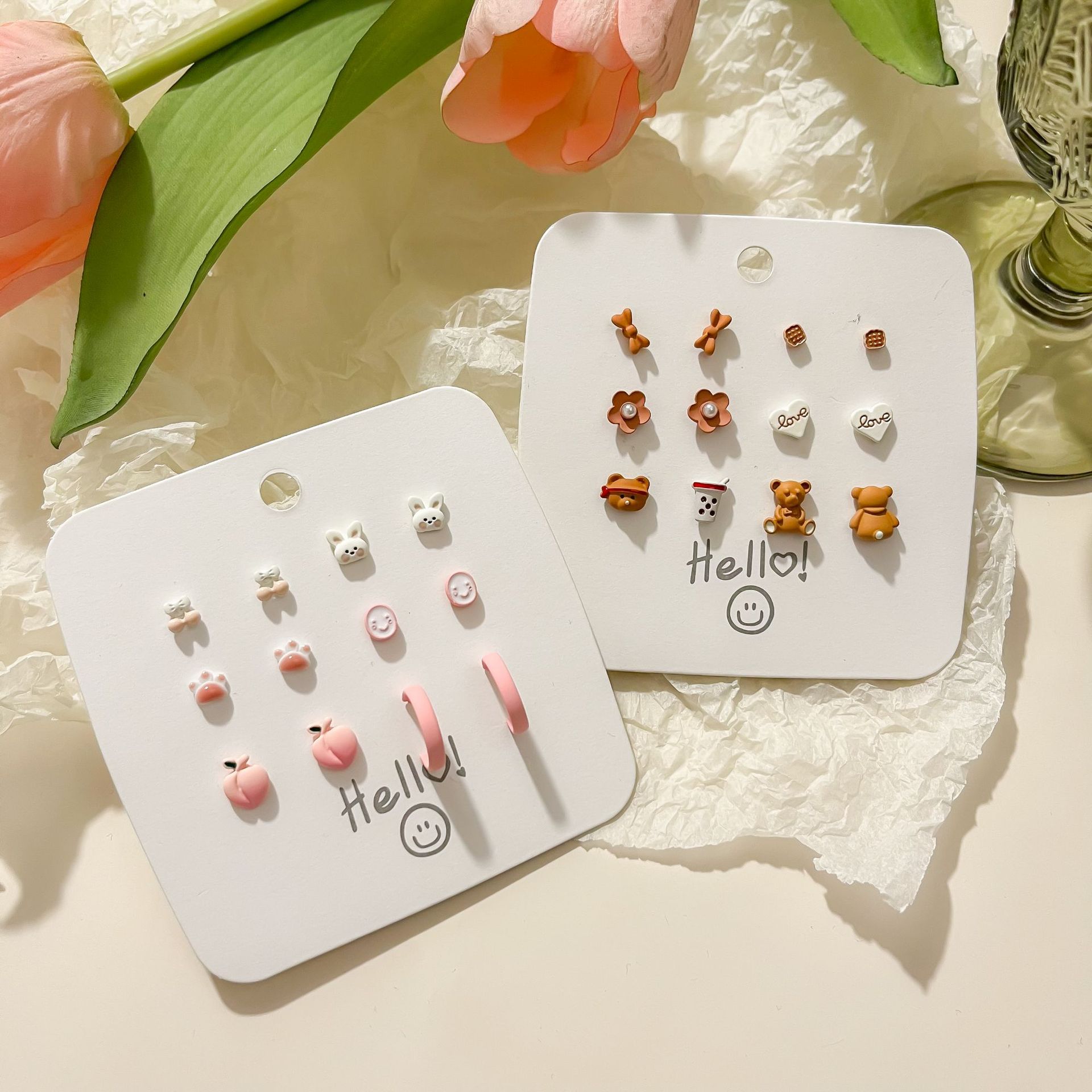 Summer new small-flower stud earrings, a complete set of sweet and versatile simple earrings for students, cute and small earrings for women, wholesale Application Scenario