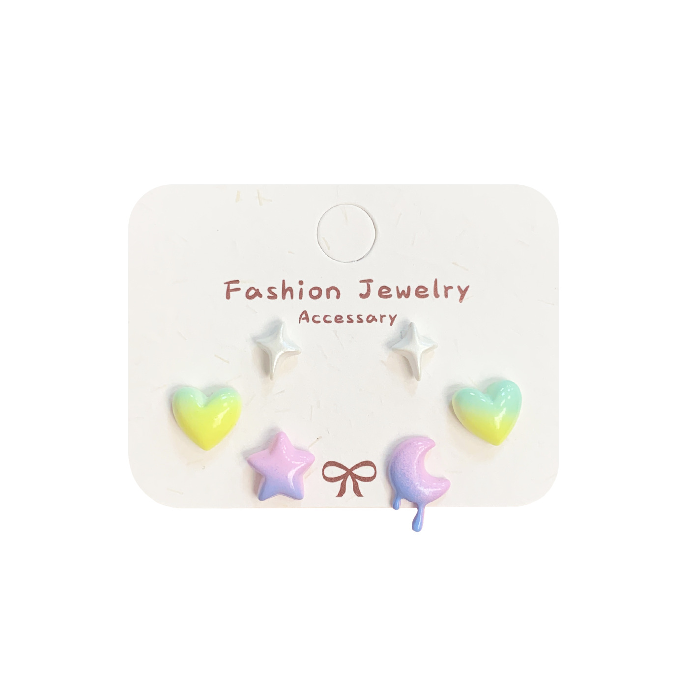 Spring and Summer Gradient Dye Butterfly Heart Series earrings Set, women's silver needle personalized colorful earrings wholesale in Yiwu Item Picture