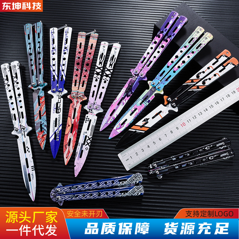 The manufacturer's butterfly knife is an unedged csgo game folding and swinging hand fancy all-steel toy. It's a beginner's training without a blade full figure
