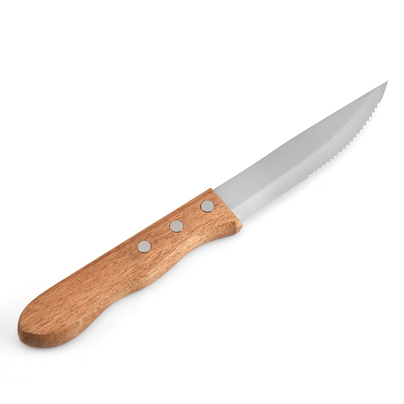 Household stainless steel acacia wood handle kitchenware, outdoor multi-purpose knives, steak knives, Western dining knives, cross-border bestsellers Item Picture