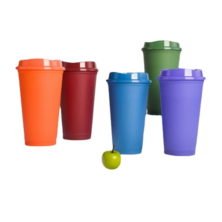 Factory direct supply of 16oz PP thermochromic plastic cups for beverages, fruit tea and coffee that change color when heated Item Picture