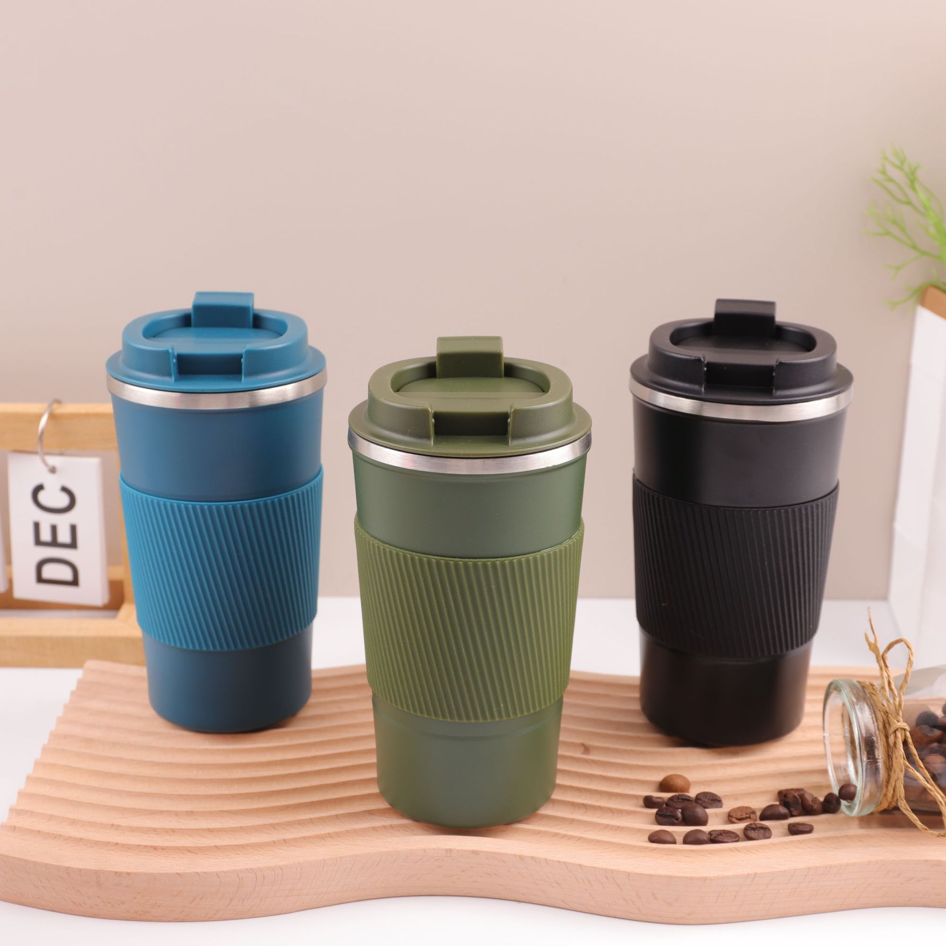 Cross-border 304 stainless steel coffee cups, double-layer vacuum insulated cups, office mugs, outdoor leisure car water cups Specification drawing
