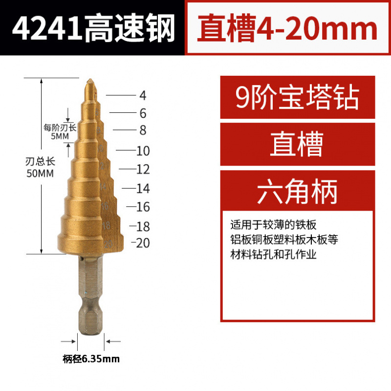 Baota drill bit, universal metal hole opener, conical steel super-hard reaming, iron plate electric wrench, step drill bit undefined