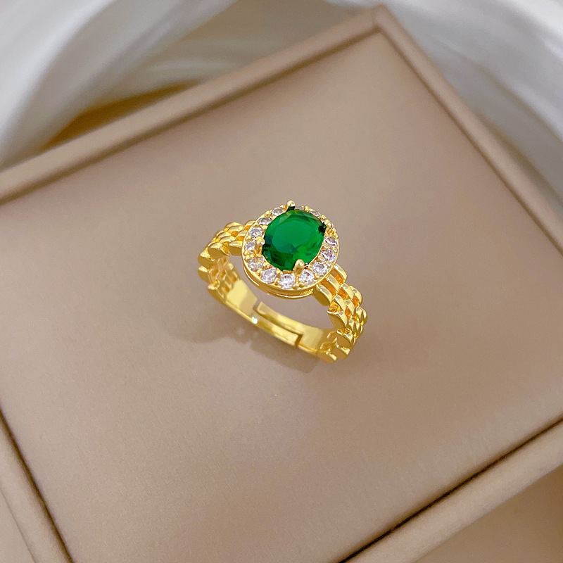 【 Real Gold 】 Watch bracelet, emerald ring, adjustable opening, simple jewelry, Japanese-style ring, couple rings Application Scenario