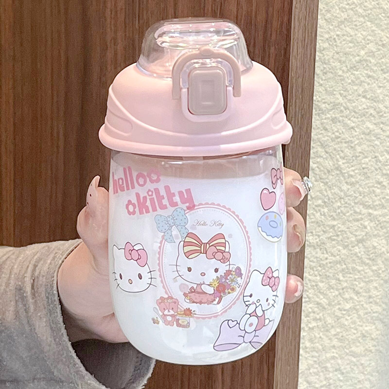 New Instagram-style water cup, cute stickers for female office workers, girls' straw cup, portable cup, large-capacity bouncing cup full figure